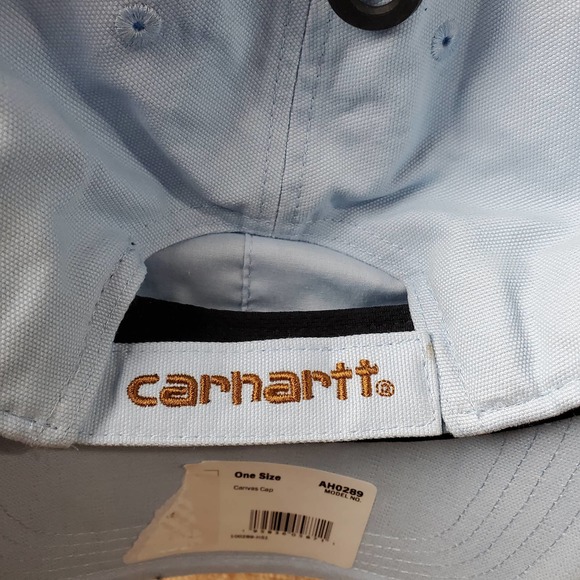 Carhartt mens canvas blue leather patch baseball cap hat new - Picture 4 of 6